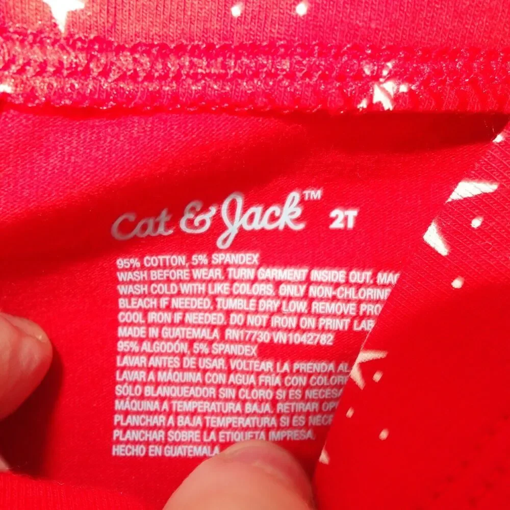 NEW Cat & Jack 2 Piece Outfit Glitter Reindeer Red Stars Chrsitmas Girls 2T - Picture 6 of 7